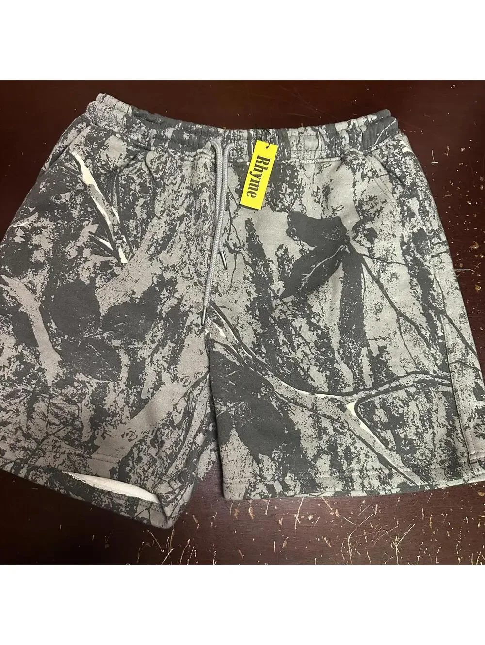 RHYME Men’s gray hunters camouflage tree hooded shorts sweatsuit large - Picture 5 of 6
